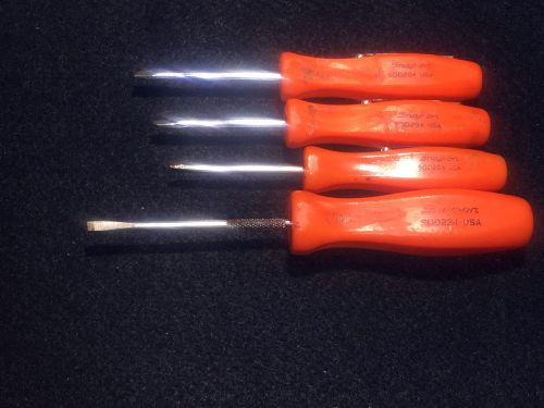 SNAP ON SDD204 (3) AND SDD234, ORG HARD HANDLE, FLAT SLOTTED MINI SCREWDRIVERS
