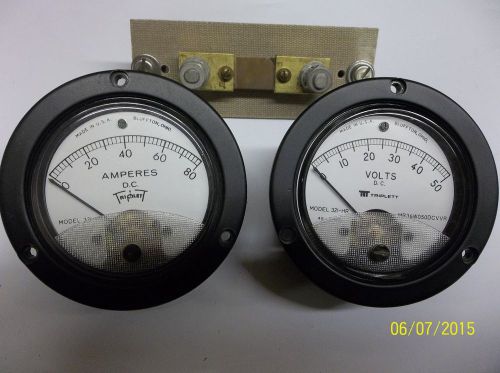 military voltmeter and ammeter matched set. 0-50 VDC, 0-80 ADC with shunt 3-1/2&#034;
