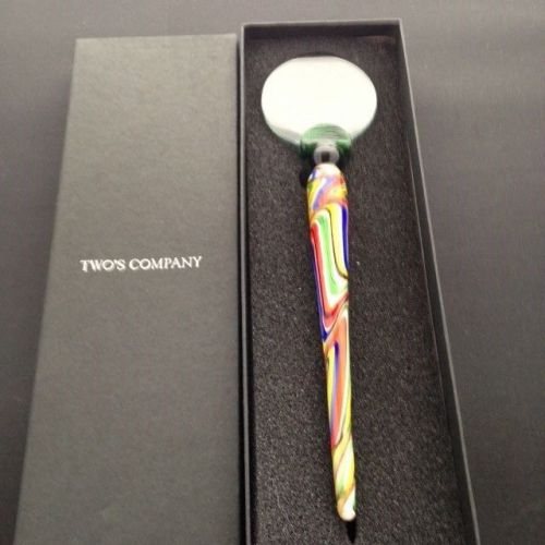 Two&#039;s Company Murano Glass Magnifier Style: Green Red Black White Blue Swirl