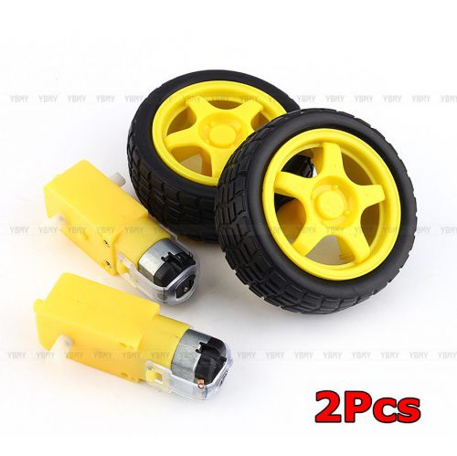 2X for Arduino Smart Car Robot Plastic Tire Wheel with DC 3-6V Gear Motor Hot
