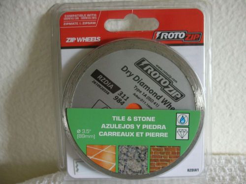 Roto Zip RZDIA1 Dry Diamond Zip Wheel 3.5&#034; Cuts 9/16&#034; Tile Stone Granite Etc New