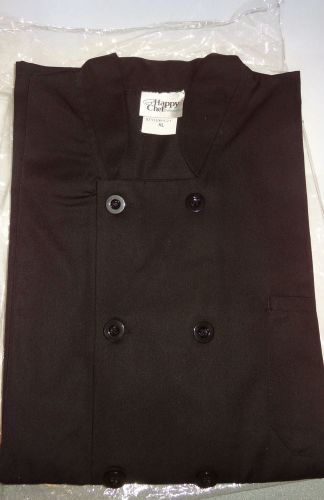 HAPPY CHEF PROFESSIONAL BLACK JACKET COAT SIZE XL STYLE LONG SLEEVES NEW IN BAG