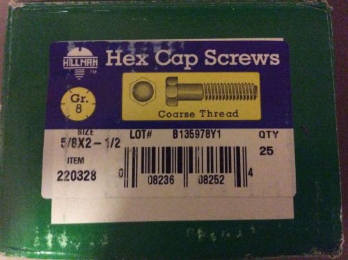 HEX CAP SCREW 5/8 -11 X 2 1/2&#034; GR. 8 ,YELLOW ZINC , 25 BOLTS.
