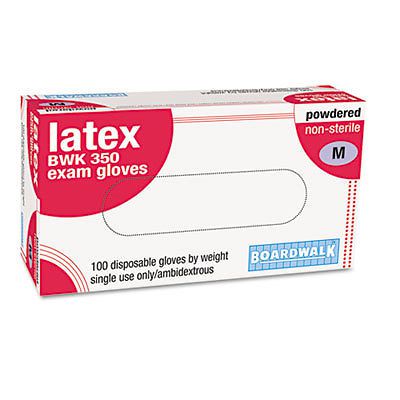 Disposable Powdered Latex Exam Gloves, Medium, Natural, 100/Box 350M