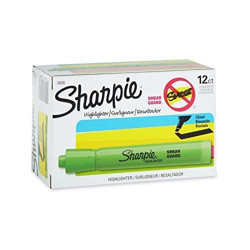 Sharpie 25026 accent tank-style highlighter, fluorescent green, 12-pack for sale