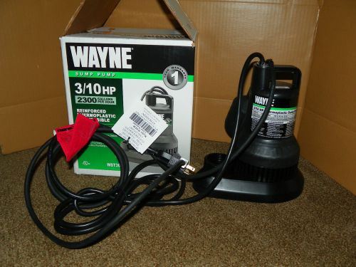 New Wayne 1/3 HP Submersible Sump Pump #WST30 Thermoplastic Auto or Manual
