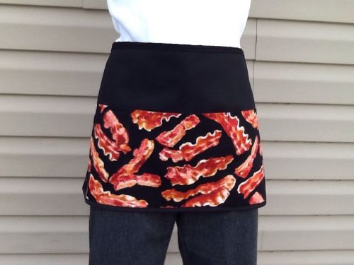 Black Food Bacon server waitress waist apron 3 pocket  restaurant Classyaprons