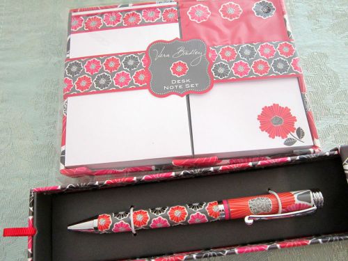 Vera bradley-desk set &#034;cherry blossoms&#034; desk note set &amp; ball point pen for sale