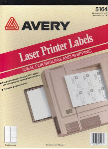 5164 AVERY WHITE SHIPPING LABELS 3 1/3 X 4 20 SHEETS