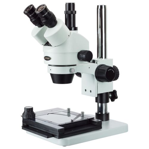 3.5x-45x zoom trinocular stereo microscope with table stand + mechanical stage for sale