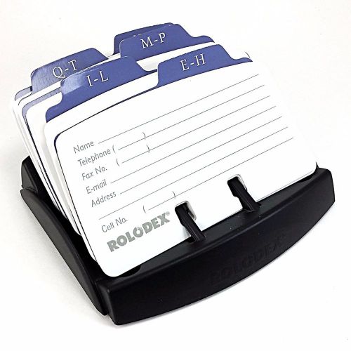 Petite Rolodex 2.25 x 4 Open Business Card File Organizer Black Vintage o172
