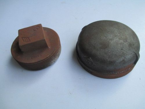 3&#034; BLACK MALLEABLE IRON CAP and 3&#034; PIPE PLUG