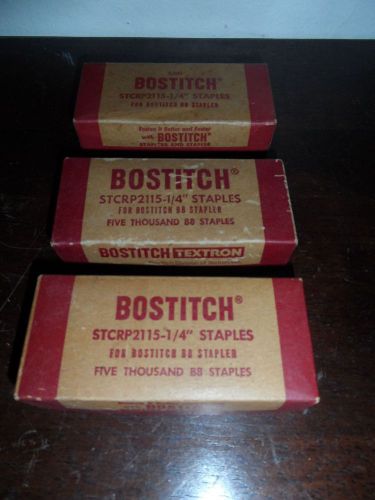 Lot 3 boxes vintage mid century Bostitch stcrp2115-1/4&#034;  staples for b8 stapler
