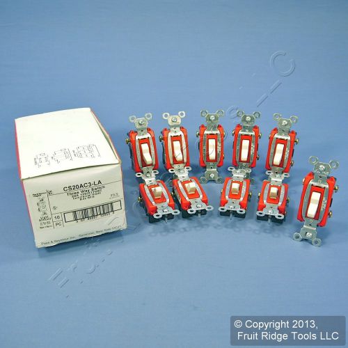 10 P&amp;S Light Almond COMMERCIAL Toggle Wall Light Switches 3-Way 15A CS15AC3-LA