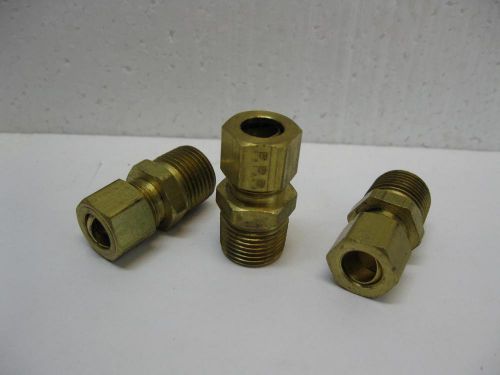3/8&#034; NMPT Brass to 3/8 OD supply Compression Lot of (3) Three Adapters