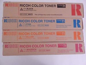 Ricoh color lot 4 toner type t1 color black, magenta, cyan, and yellow for sale