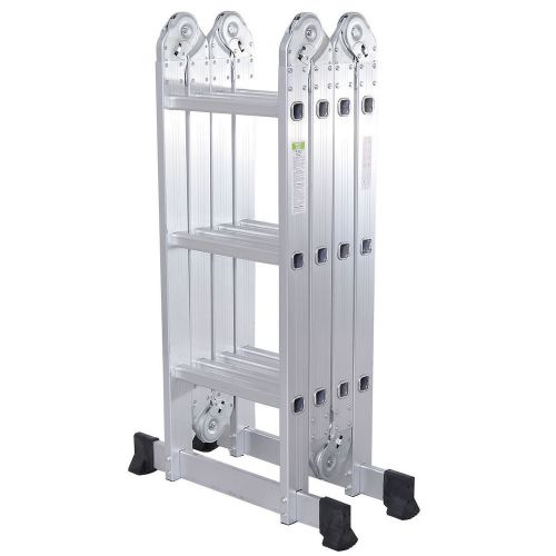 12.5ft multi purpose aluminum folding step ladder scaffold extendable heavy duty for sale
