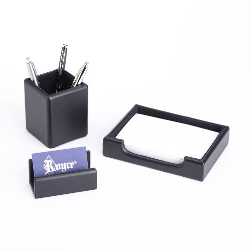 ROYCE Leather Desk Organizer, Note Tray and Business Card Holder, Genuine Suede