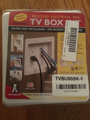 Arlington tvbu505k-1 tv box recessed outlet wall plate kit with receptacle brush for sale