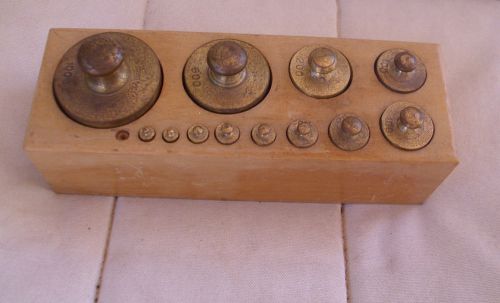 Vintage metric set of brass pharmacy apothecary chemists Laboratory weights