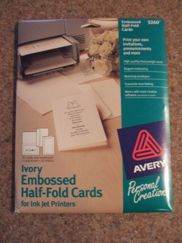 New Avery 3260 Ivory Embossed Half-Fold Cards and Envelopes Great Invitations +