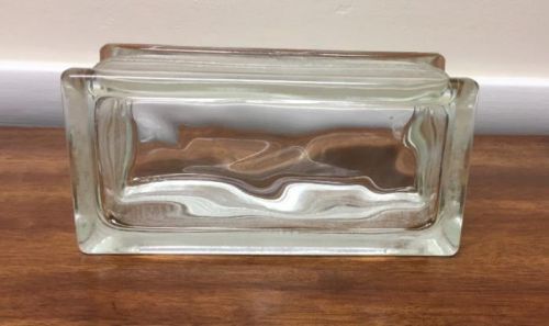 1 Vintage Pittsburgh Corning Architectural Glass Block Decorative Wave 8&#034;x4&#034;x4&#034;