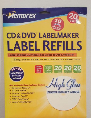 CD &amp; DVD 20 PK Label Maker Refill+ BONUS Software - High Glossy Quality Finish