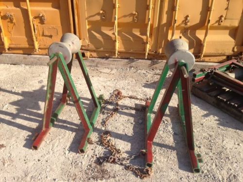 Pair used mcelroy heavy duty pipe support stands aluminum roller chain adjusted for sale