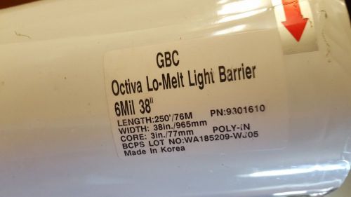 New GBC Octiva Lo Melt Light Barrier Laminating Film 6mil 38&#034; x 250&#039;  9301610
