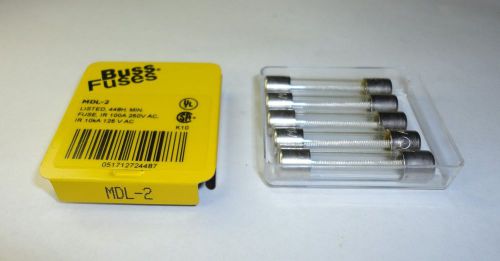 BOX OF 5 NOS TYPE 3AG BUSSMANN  MDL2 AMP SLOW BLOWING FUSES  250V