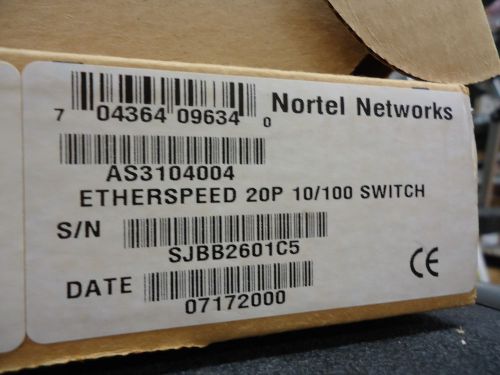 AS3104004 NORTEL NETWORKS ETHERSPEED 20P 10/100 SWITCH BRAND NEW!