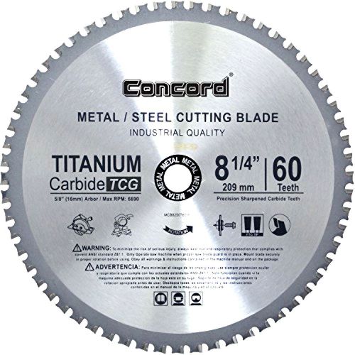 Metal Cutting Blade 8-1/4-In 60 Teeth TCT Ferrous Sharp Hard Titanium Carbide