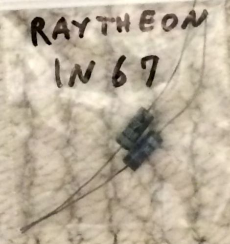 2ea Raytheon Large Black Germanium Crystal Diode 1N67 NOS Test Good