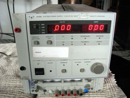 HP / Agilent 6038A GPIB Variable  Power Supply - 0-60 V / 0-10 A, 200W Working