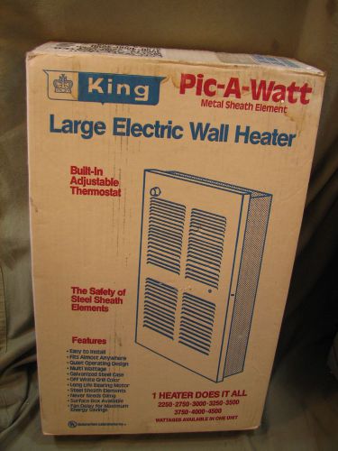 NEW King LPW2445T 4500 w large room heater 240-Volt Pic-A-Watt w/ Stat White.
