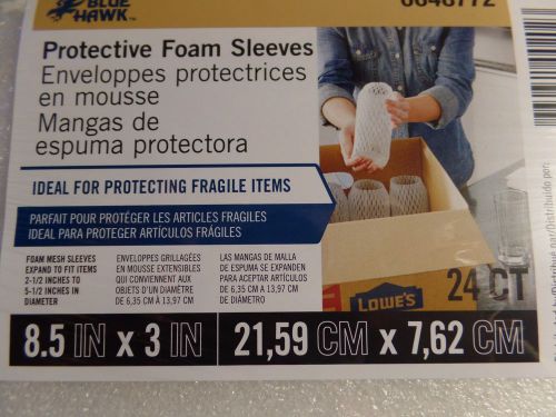 MADE IN USA Blue Hawk Protective Foam Sleeves &#034; FOR FRAGILE ITEMS&#034; 8.5 X 3 24CT