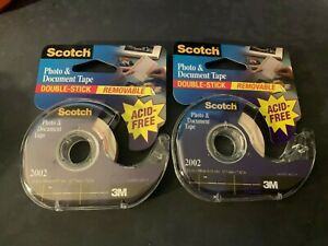 Lot of 2 Scotch Double Sided Removable Photo &amp; Document Tape 1/2&#034;x300&#034; New 2002
