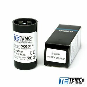 LOT of 9 TEMCo 216-259 uf/MFD 110-125 VAC volts Round Start Capacitor 50/60 Hz