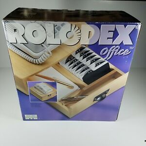 Rolodex Office Wooden Desk Top Organizer Wood Table Top Drawer File New Open Box