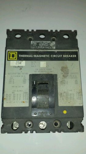 SQUARE D  THERMAL-MAGNETIC CIRCUIT BREAKER FAL24025 25 AMP 2 POLE USED