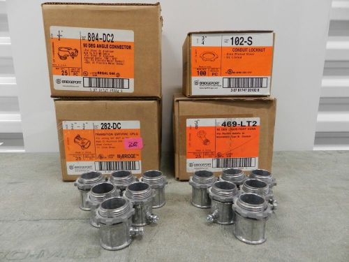 Lot of 187 bridgeport electrical conduit connectors and transition couplings for sale