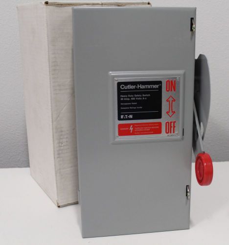 NEW Cutler-Hammer Eaton Heavy Duty Fusible Safety Switch DH361NGK 30A 600V