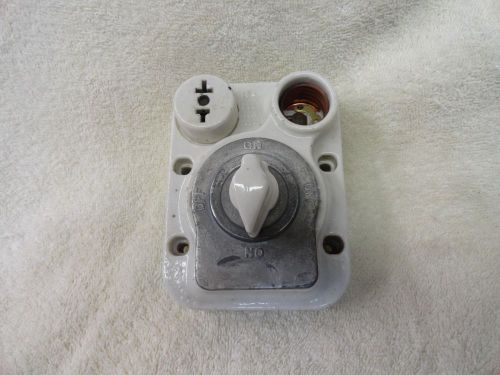 Large Early Porcelain Arrow switch with dual plug type and fuse holder