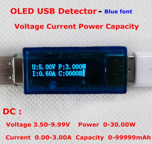 OLED USB Voltage / Current Meter Detector Power Capacity Tester Blue/White LED