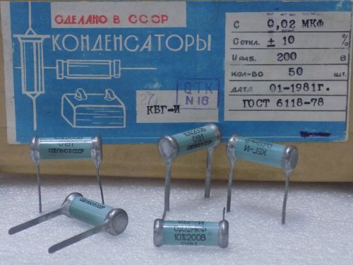 5x KBG-I --( 0.02uF 10%, 200V )-- Ceramic PIO Capacitors ???-? NOS Made in USSR