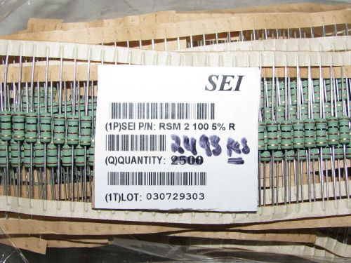 2493 SEI P/H: RSM 2 100 5% R NOS 100 OHM 2WATT RESISTORS TRANSISTOR TUBE AMP PRT