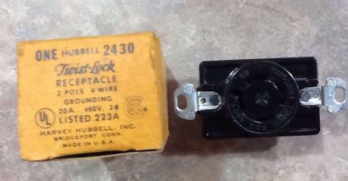 Hubbell 2430 Twist-Lock Receptacle 3 Pole 4 Wire Grounding 20A 480V 3? - NOS