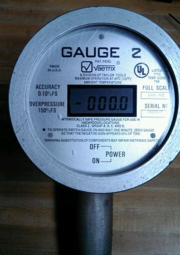 Veatrix gauge2 digital gauge 1000 psi      (lighter than a dead weight tester) for sale