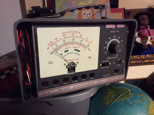 Vintage maxon electronics utility tester bronx ny w/leads + power cord model 200 for sale