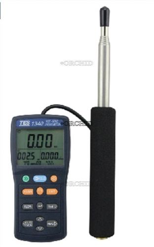 NEW TES-1340 DIGITAL ANEMOMETER AIR WIND FLOW METER HOT WIRE THERMO ANEMOMETER